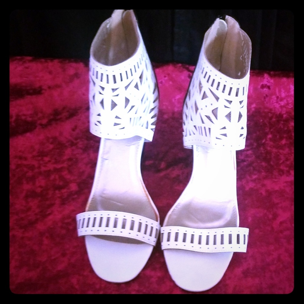 Black and White Wedge Heels Size 12